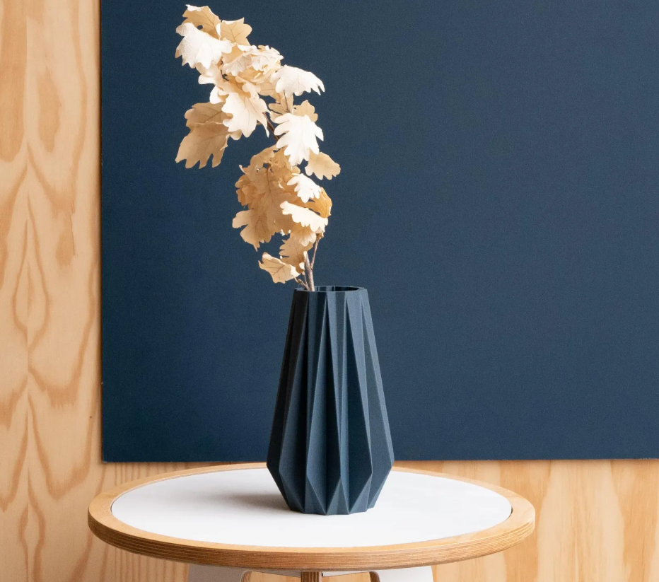 Vase ORIGAMI Bleu Indigo - Fleurs séchées ou fleurs fraiches - Cadeau original