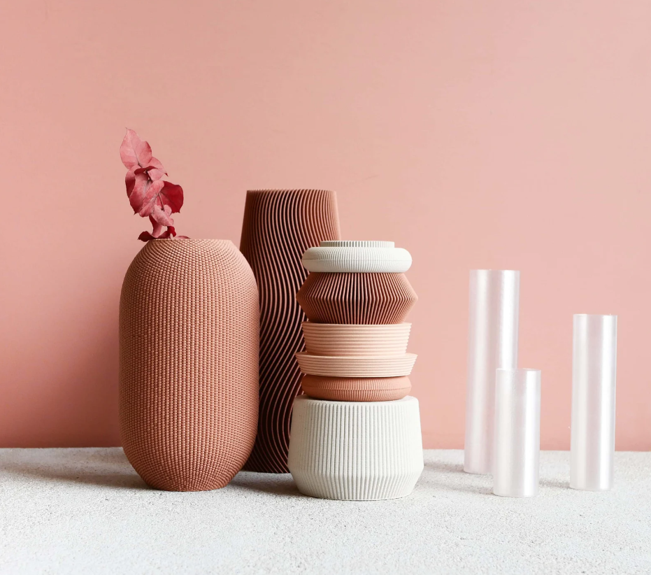 Vase modulaire AMA Terracotta et Rose Poudré, parfait pour fleurs séchées ou fleurs fraiches