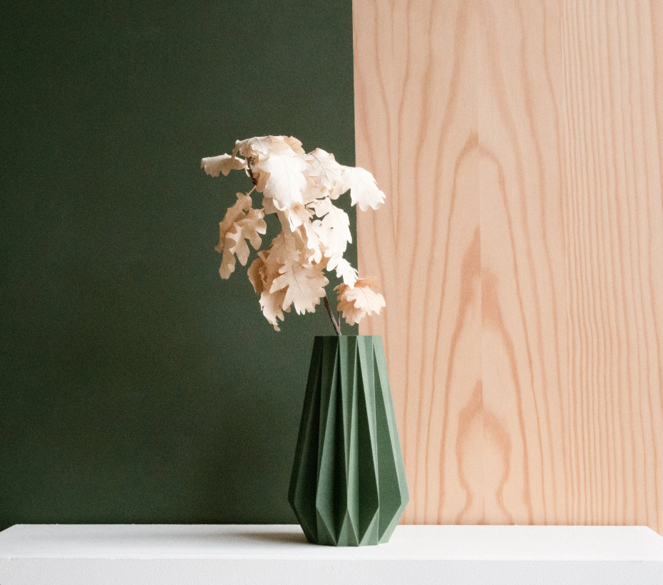 Vase ORIGAMI Vert Émeraude - parfait pour fleurs fraiches ou séchées Vase ORIGAMI Vert Émeraude - parfait pour fleurs fraiches ou séchées - Cadeau original