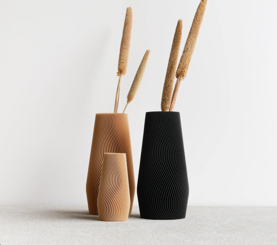 Vase géométrique WAVE bois recyclé