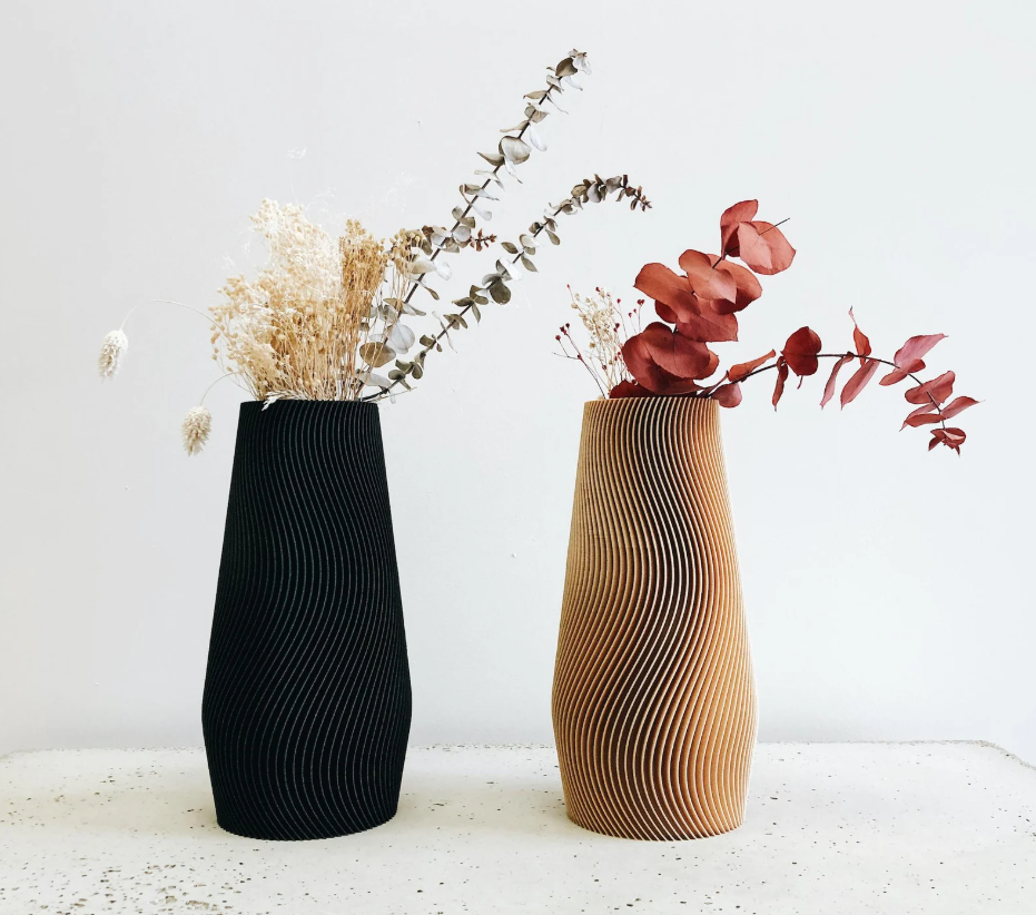 Vase géométrique WAVE bois recyclé