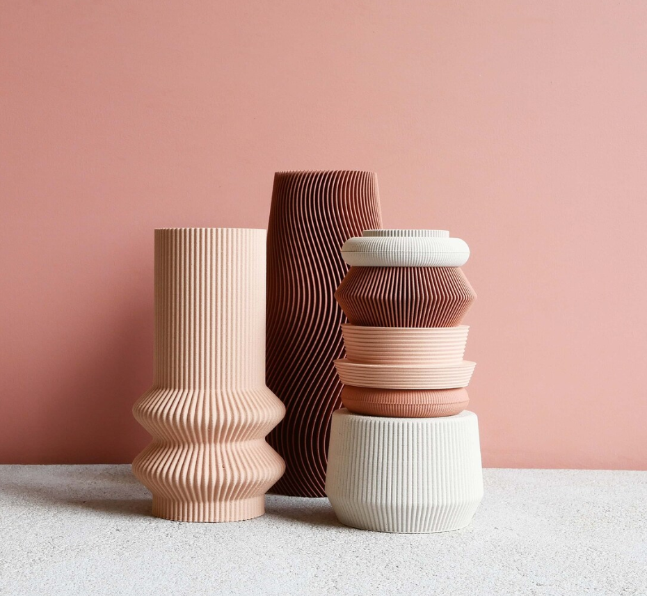 Vase géométrique WAVE Rose Terracotta en bois recyclé - Parfait pour fleurs séchées ou fleurs fraiches !