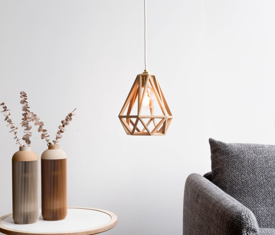 Lampe Suspension en bois - Design Vintage et Industriel / OHE