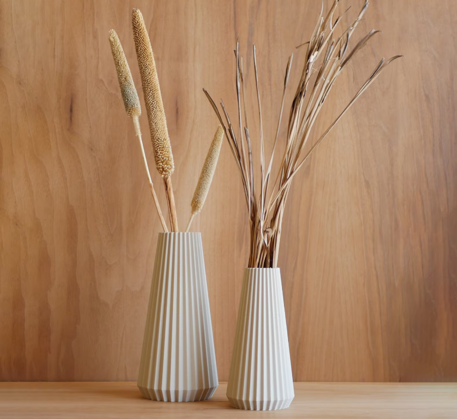 Vase géométrique Bois blanc "OISHO" - parfait pour fleurs séchées ou fleurs fraiches