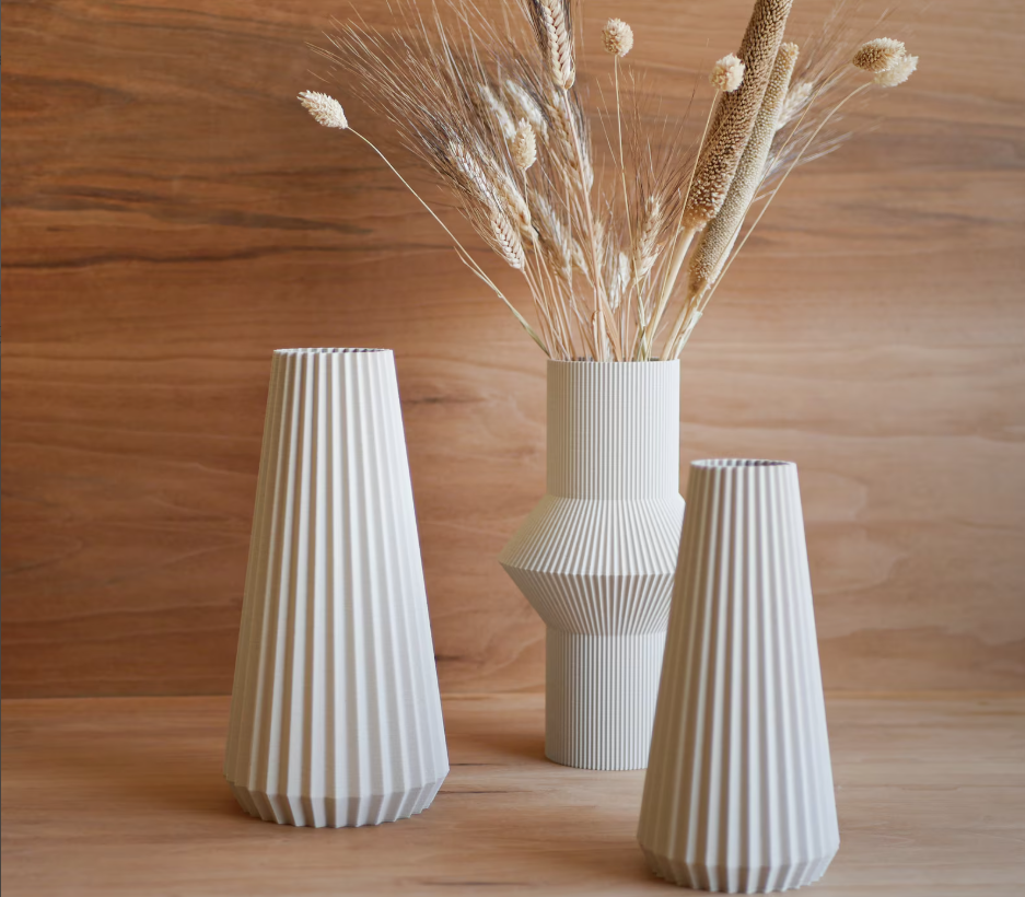 Vase géométrique Bois blanc "OISHO" - parfait pour fleurs séchées ou fleurs fraiches