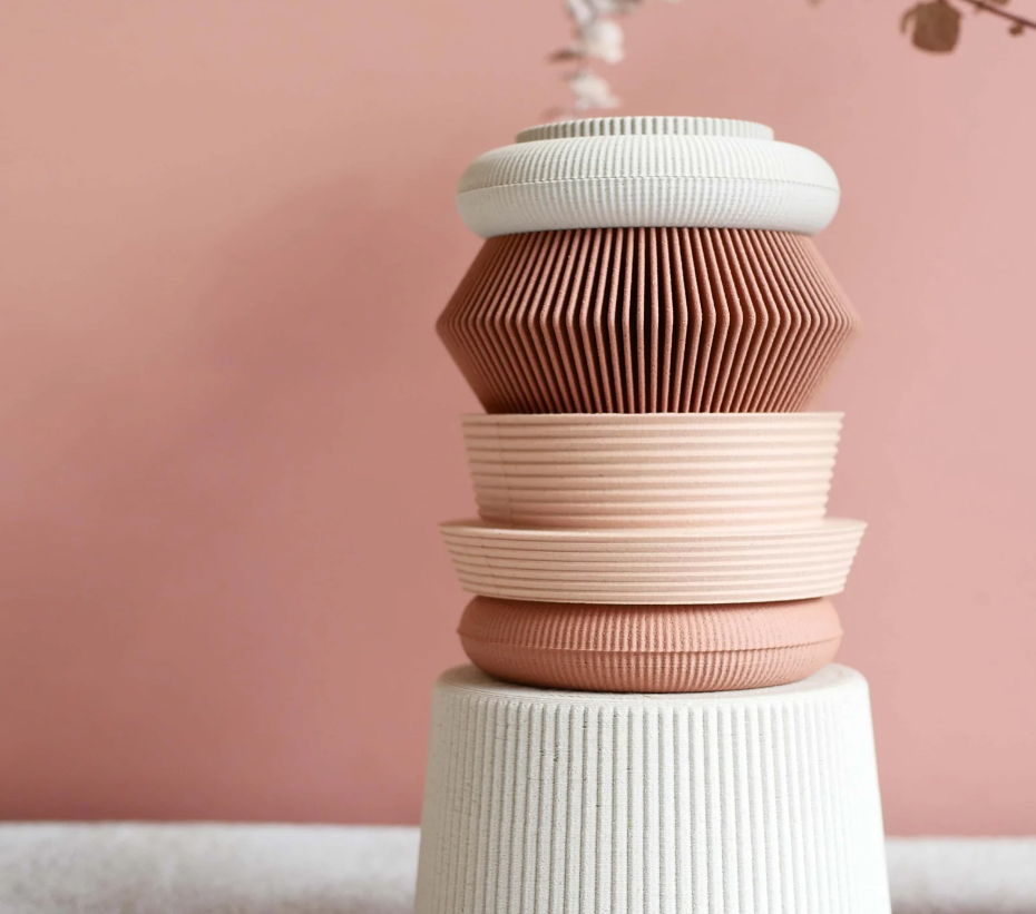 Vase modulaire AMA Terracotta et Rose Poudré, parfait pour fleurs séchées ou fleurs fraiches